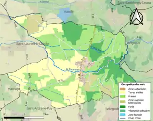 Carte en couleurs présentant l'occupation des sols.