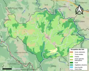 Carte en couleurs présentant l'occupation des sols.