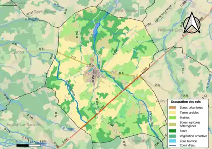 Carte des infrastructures et de l'occupation des sols de la commune en 2018 (CLC).