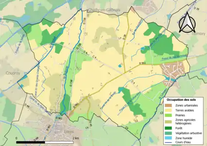 Carte des infrastructures et de l'occupation des sols de la commune en 2018 (CLC).