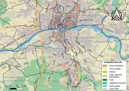 Carte des infrastructures et de l'occupation des sols de la commune en 2018 (CLC).