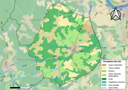 Carte des infrastructures et de l'occupation des sols de la commune en 2018 (CLC).