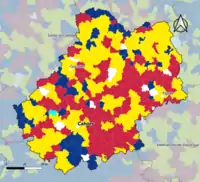 Candidat arrivé en tête au 1er tour par commune. Emmanuel MacronMarine Le PenJean-Luc MélenchonJean LasalleDeux à égalité