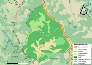Carte en couleurs présentant l'occupation des sols.