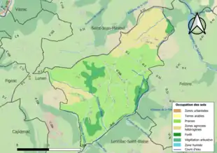 Carte en couleurs présentant l'occupation des sols.