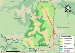 Carte en couleurs présentant l'occupation des sols.