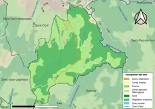 Carte en couleurs présentant l'occupation des sols.