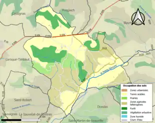 Carte en couleurs présentant l'occupation des sols.
