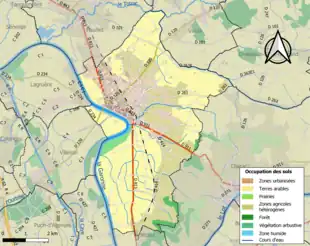 Carte en couleurs présentant l'occupation des sols.