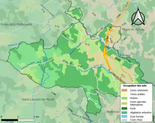 Carte en couleurs présentant l'occupation des sols.