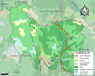 Carte en couleurs présentant l'occupation des sols.