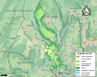 Carte en couleurs présentant l'occupation des sols.