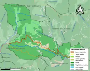 Carte en couleurs présentant l'occupation des sols.