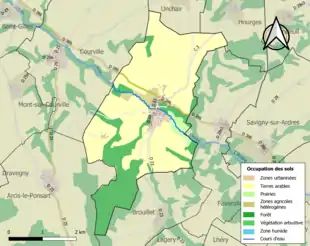 Carte en couleurs présentant l'occupation des sols.