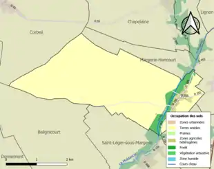 Carte en couleurs présentant l'occupation des sols.
