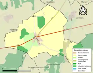 Carte en couleurs présentant l'occupation des sols.