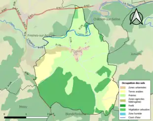 Carte en couleurs présentant l'occupation des sols.