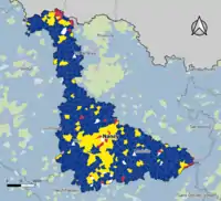 Candidat arrivé en tête au 1er tour par commune. Emmanuel MacronMarine Le PenJean-Luc MélenchonValérie PécresseDeux à égalité