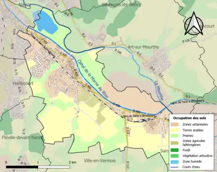 Carte en couleurs présentant l'occupation des sols.