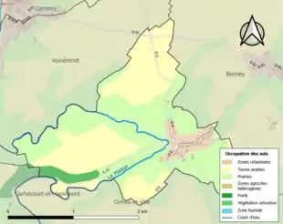 Carte en couleurs présentant l'occupation des sols.
