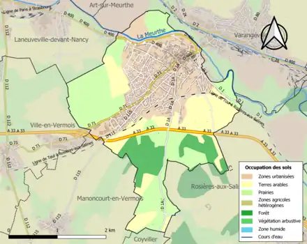 Carte en couleurs présentant l'occupation des sols.