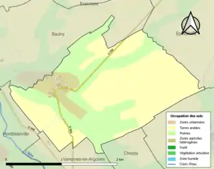 Carte en couleurs présentant l'occupation des sols.