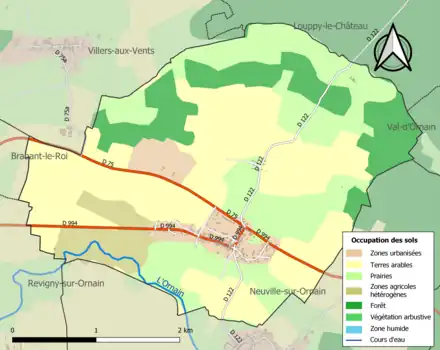 Carte en couleurs présentant l'occupation des sols.