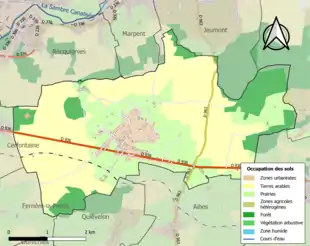 Carte en couleurs présentant l'occupation des sols.