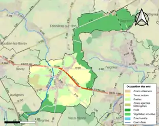 Carte en couleurs présentant l'occupation des sols.