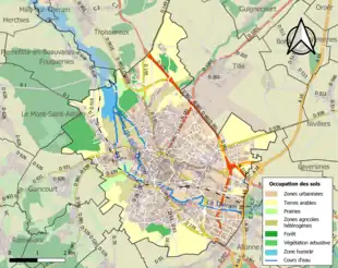 Carte en couleurs présentant l'occupation des sols.