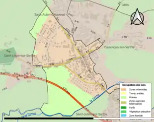 Carte en couleurs présentant l'occupation des sols.