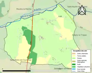 Carte en couleurs présentant l'occupation des sols.