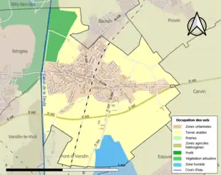Carte en couleurs présentant l'occupation des sols.