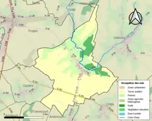 Carte en couleurs présentant l'occupation des sols.