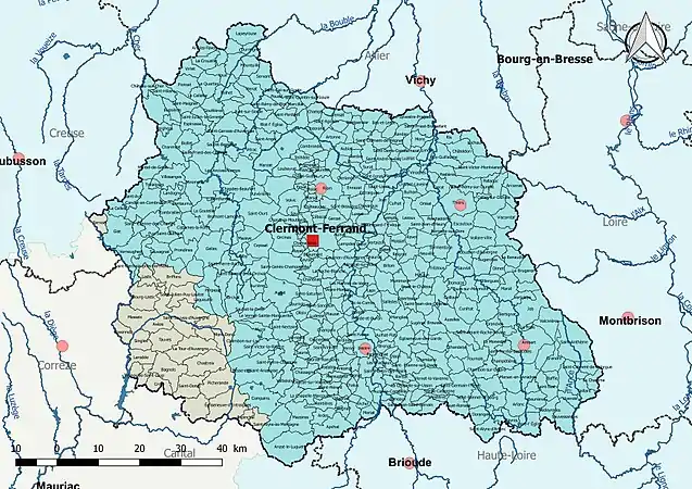 Le Puy-de-Dôme est découpé en deux bassins DCE : Loire-Bretagne et Adour-Garonne.