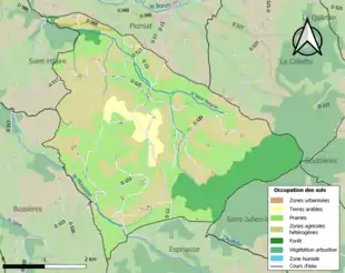 Carte en couleurs présentant l'occupation des sols.