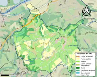 Carte en couleurs présentant l'occupation des sols.