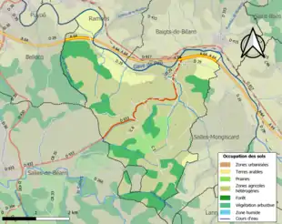 Carte en couleurs présentant l'occupation des sols.