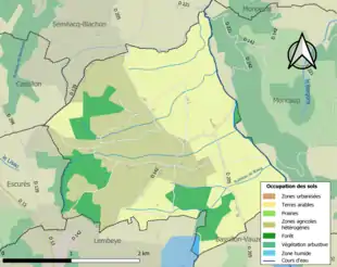 Carte en couleurs présentant l'occupation des sols.