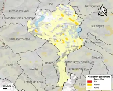 Carte des zones d'aléa retrait-gonflement des argiles.