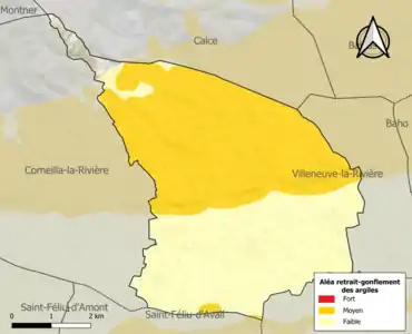 Carte des zones d'aléa retrait-gonflement des argiles.
