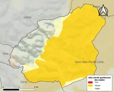 Carte des zones d'aléa retrait-gonflement des argiles.