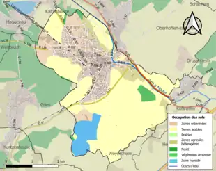 Carte en couleurs présentant l'occupation des sols.