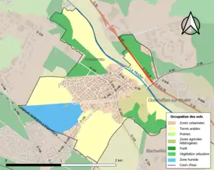 Carte en couleurs présentant l'occupation des sols.