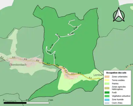 Carte en couleurs présentant l'occupation des sols.