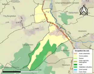 Carte en couleurs présentant l'occupation des sols.
