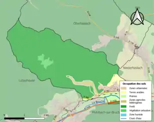 Carte en couleurs présentant l'occupation des sols.