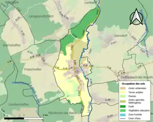 Carte en couleurs présentant l'occupation des sols.