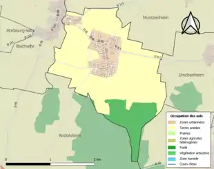 Carte en couleurs présentant l'occupation des sols.