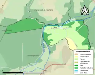 Carte en couleurs présentant l'occupation des sols.